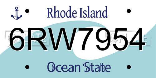 6RW7954 Rhode Island License Plate