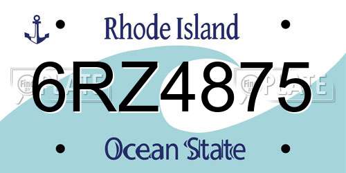 6RZ4875 Rhode Island License Plate