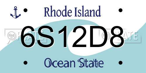 6S12D8 Rhode Island License Plate