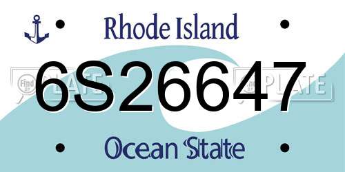 6S26647 Rhode Island License Plate