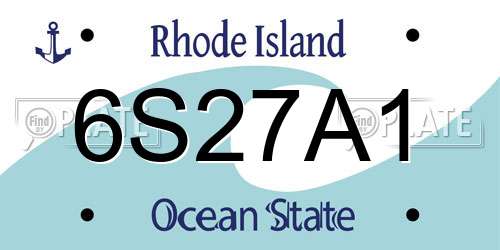 6S27A1 Rhode Island License Plate