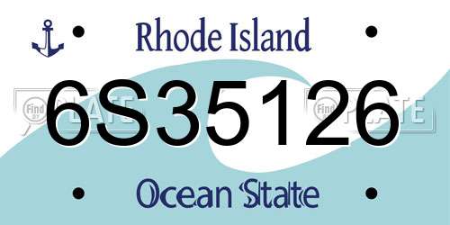 6S35126 Rhode Island License Plate