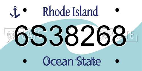 6S38268 Rhode Island License Plate