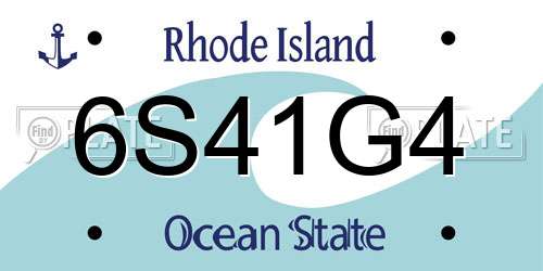 6S41G4 Rhode Island License Plate