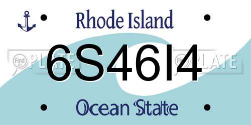 6S46I4 Rhode Island License Plate