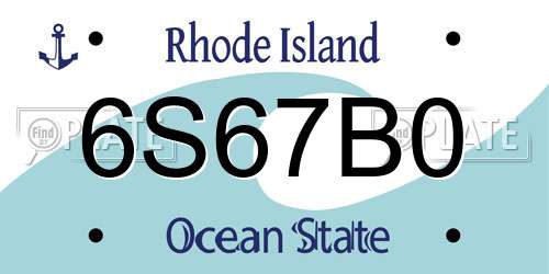 6S67B0 Rhode Island License Plate