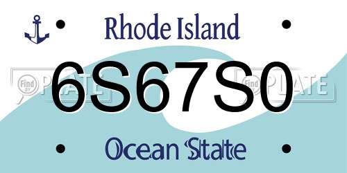 6S67S0 Rhode Island License Plate