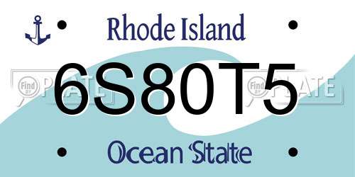 6S80T5 Rhode Island License Plate