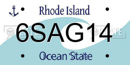 6SAG14 Rhode Island License Plate