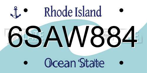 6SAW884 Rhode Island License Plate