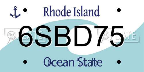 6SBD75 Rhode Island License Plate