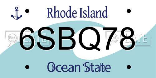 6SBQ78 Rhode Island License Plate