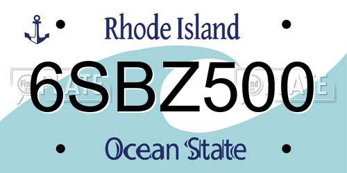 6SBZ500 Rhode Island License Plate