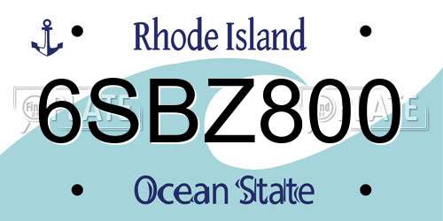 6SBZ800 Rhode Island License Plate