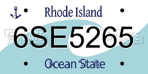 6SE5265 Rhode Island License Plate