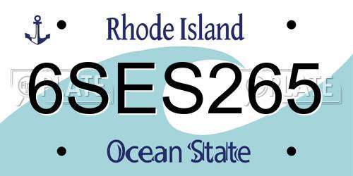 6SES265 Rhode Island License Plate