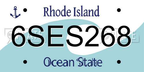 6SES268 Rhode Island License Plate