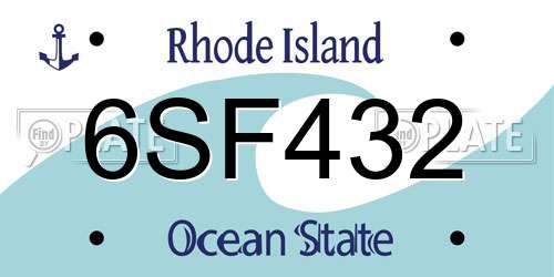 6SF432 Rhode Island License Plate
