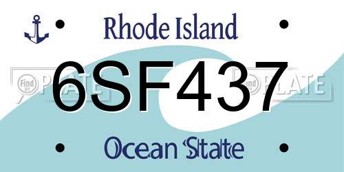 6SF437 Rhode Island License Plate