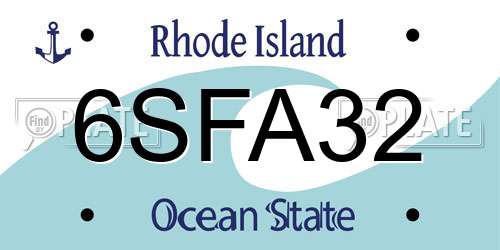 6SFA32 Rhode Island License Plate