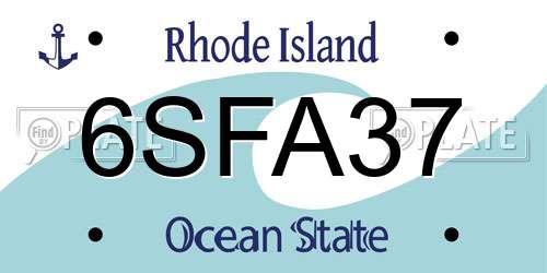 6SFA37 Rhode Island License Plate