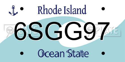 6SGG97 Rhode Island License Plate
