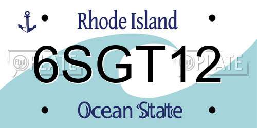6SGT12 Rhode Island License Plate