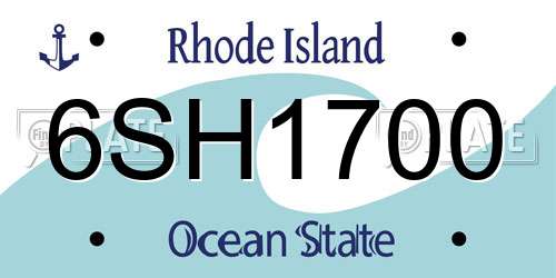 6SH1700 Rhode Island License Plate