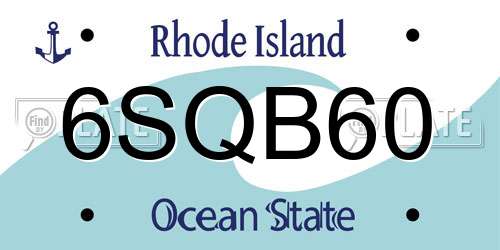 6SQB60 Rhode Island License Plate