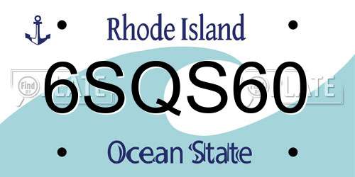 6SQS60 Rhode Island License Plate