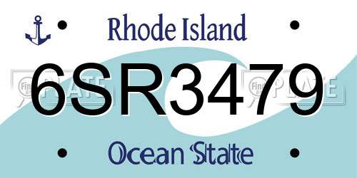 6SR3479 Rhode Island License Plate