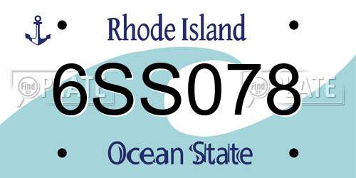 6SS078 Rhode Island License Plate