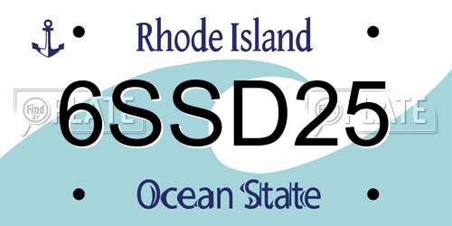 6SSD25 Rhode Island License Plate