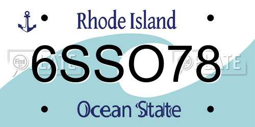 6SSO78 Rhode Island License Plate