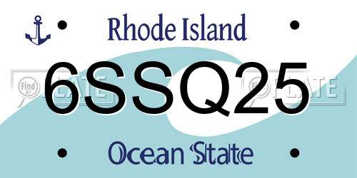 6SSQ25 Rhode Island License Plate