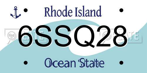 6SSQ28 Rhode Island License Plate