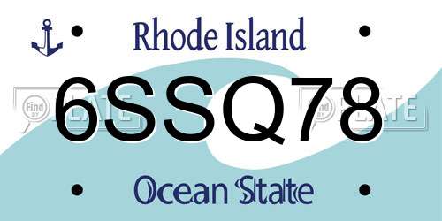 6SSQ78 Rhode Island License Plate
