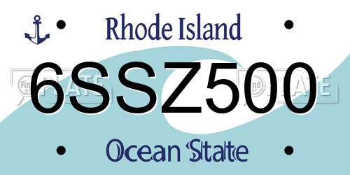 6SSZ500 Rhode Island License Plate
