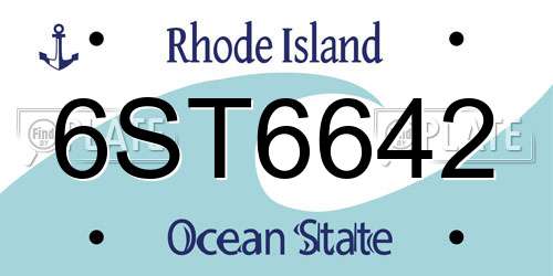6ST6642 Rhode Island License Plate