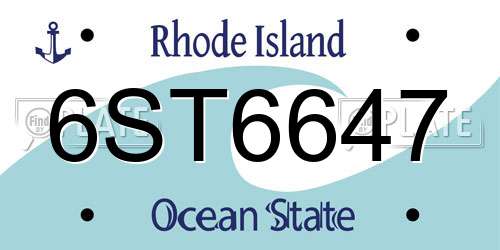 6ST6647 Rhode Island License Plate