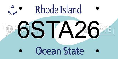 6STA26 Rhode Island License Plate