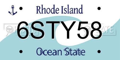 6STY58 Rhode Island License Plate