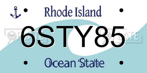 6STY85 Rhode Island License Plate