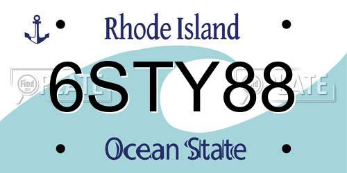 6STY88 Rhode Island License Plate
