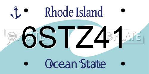 6STZ41 Rhode Island License Plate