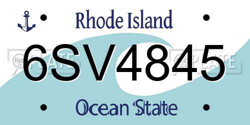 6SV4845 Rhode Island License Plate
