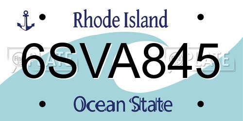 6SVA845 Rhode Island License Plate