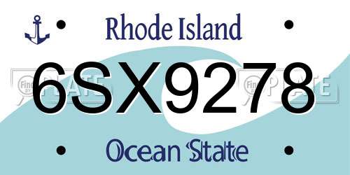 6SX9278 Rhode Island License Plate