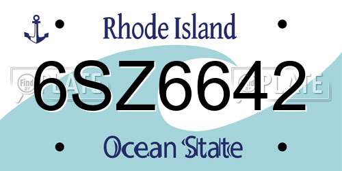 6SZ6642 Rhode Island License Plate