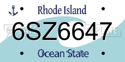 6SZ6647 Rhode Island License Plate